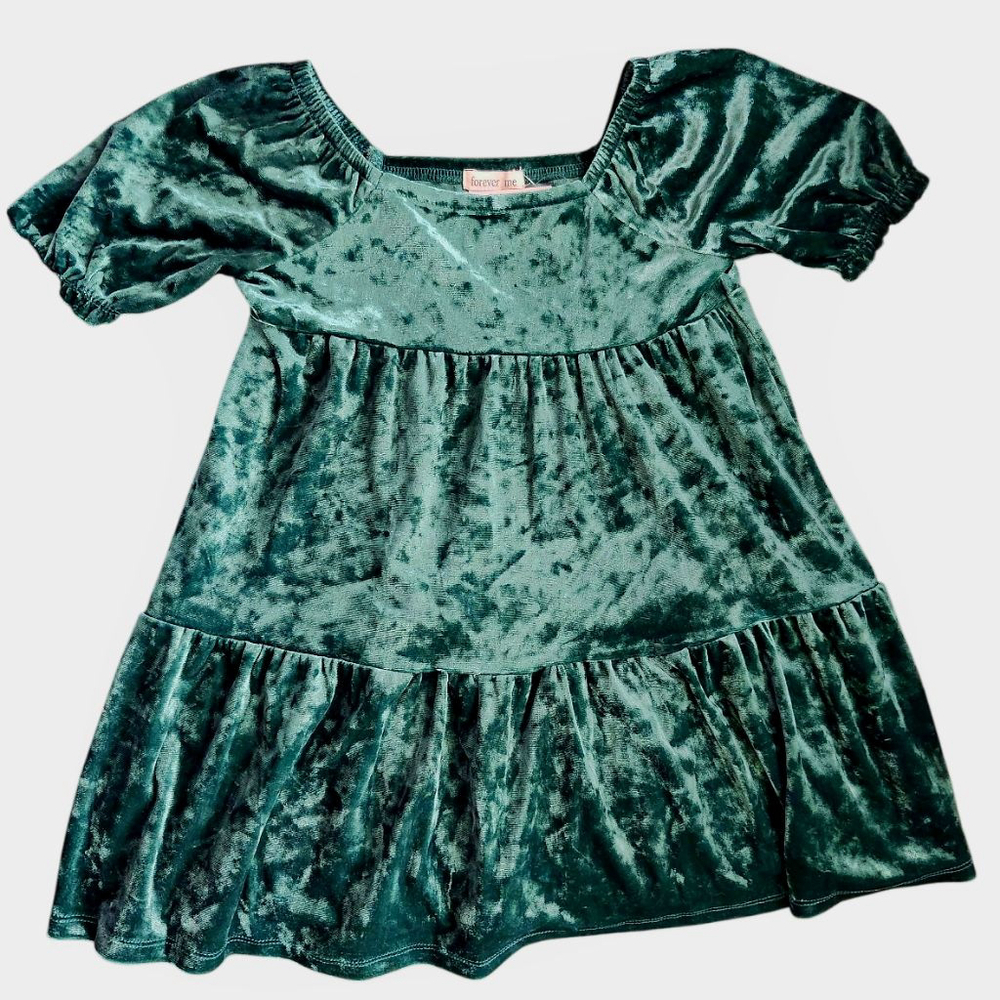 Girls Forever Me Green Velour Dress Size 4T NWT